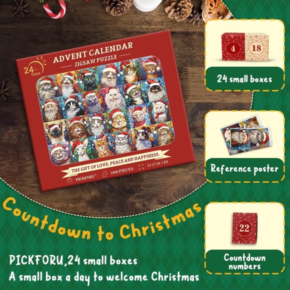 Christmas Advent Calendar 2024 Puzzles for Adults 1000 Pieces - Picture 4 of 4